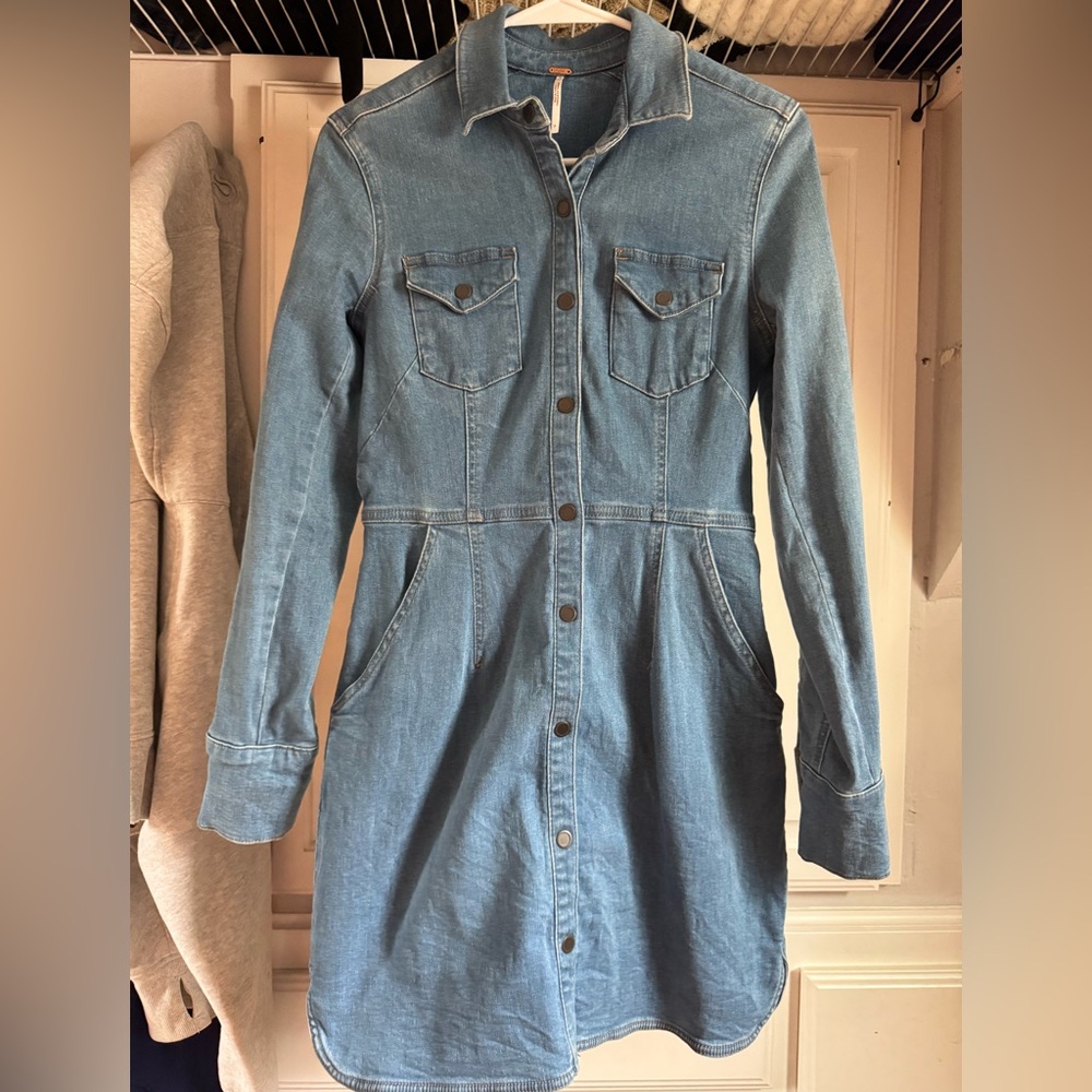 Free people Denim Button-Up Dress